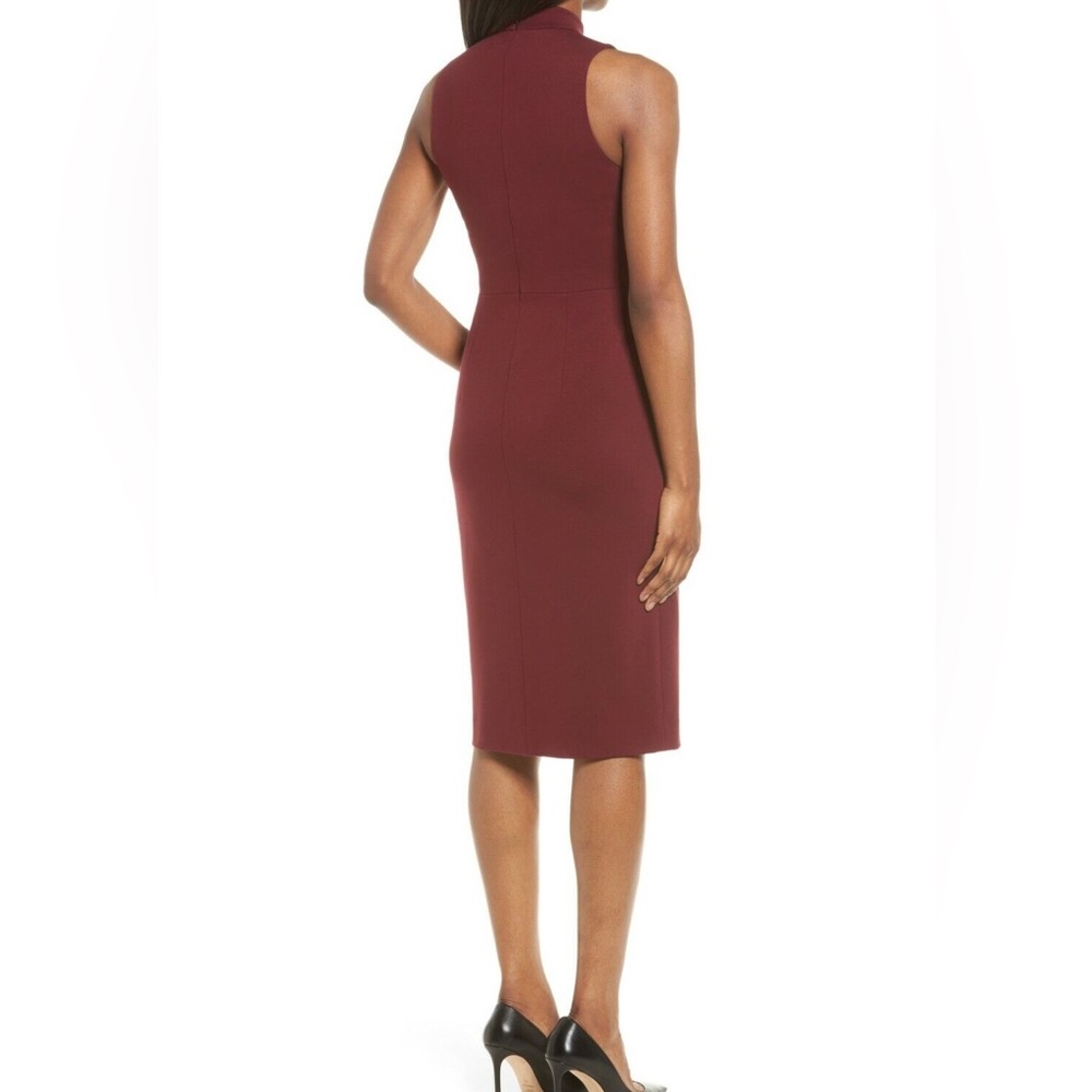 CLASSIQUES ENTIER Italian Ponte Knit Sheath Dress Sleeveless Burgundy Size 12 - Picture 2 of 12